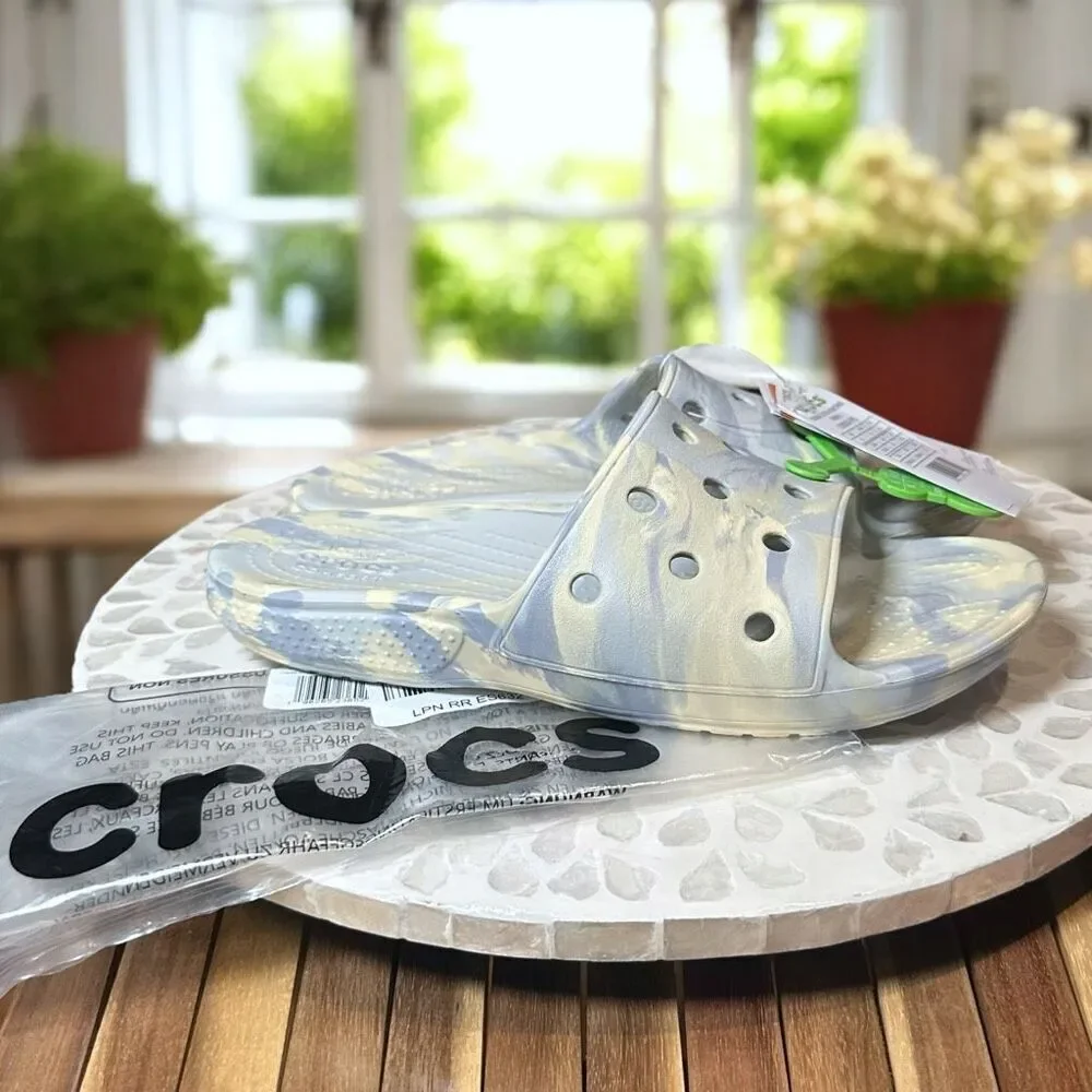 NWT Crocs Classic Slip-On Marbled Slide 208293‑1FS Unisex Youth Size J6 Women’s